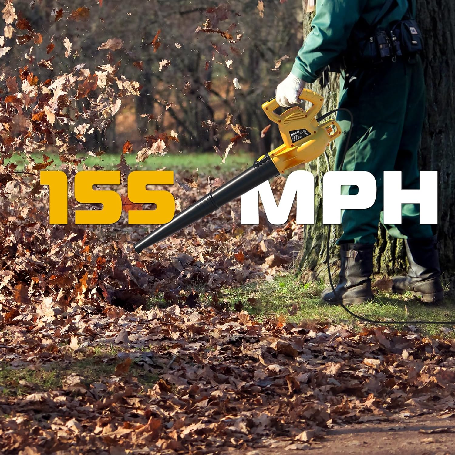 Electric Leaf Blower Corded, 7-AMP Leaf Blowers, 155MPH/350CFM Small H