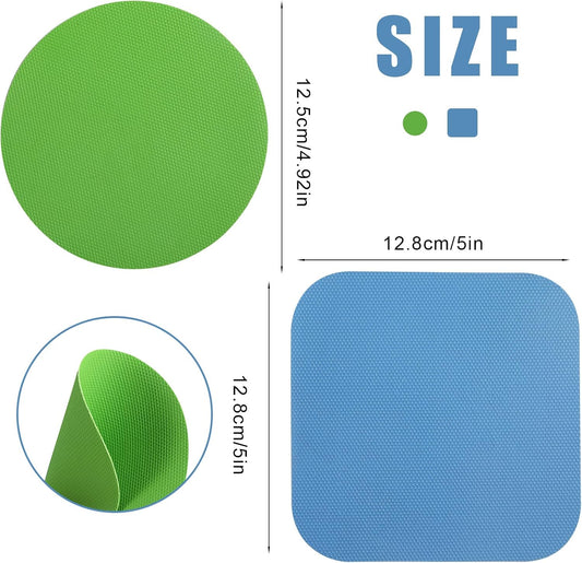 LUTER 4pcs Jar Opener, Rubber, Multi-function Silicone Bottle Opener for Seniors with Arthritis Weak Hands Lid Cap Gripper Pads Kitchen Coasters Gadgets(Light Blue, Green)