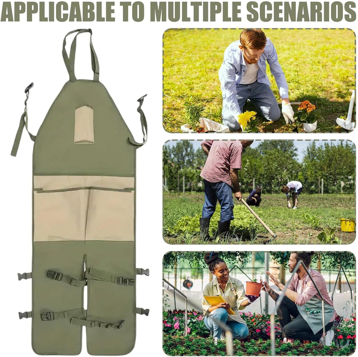 Harvesting Apron, Size Oxford Cloth Durable Garden Clothes, Multi-Pocket Storage Waist Pack for Orchard, Vineyard, Yard,