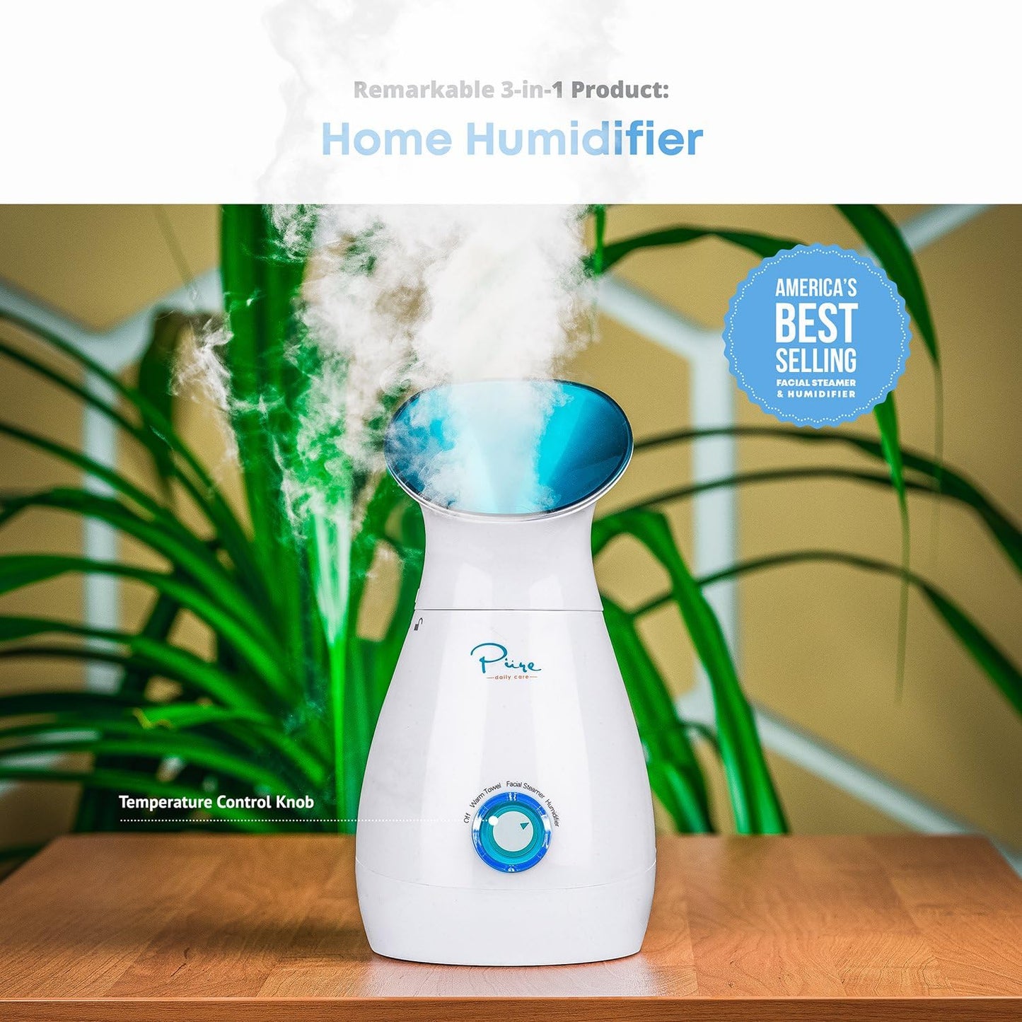 Pure Daily Care NanoSteamer Large 3-in-1 Nano Ionic Facial Steamer wit