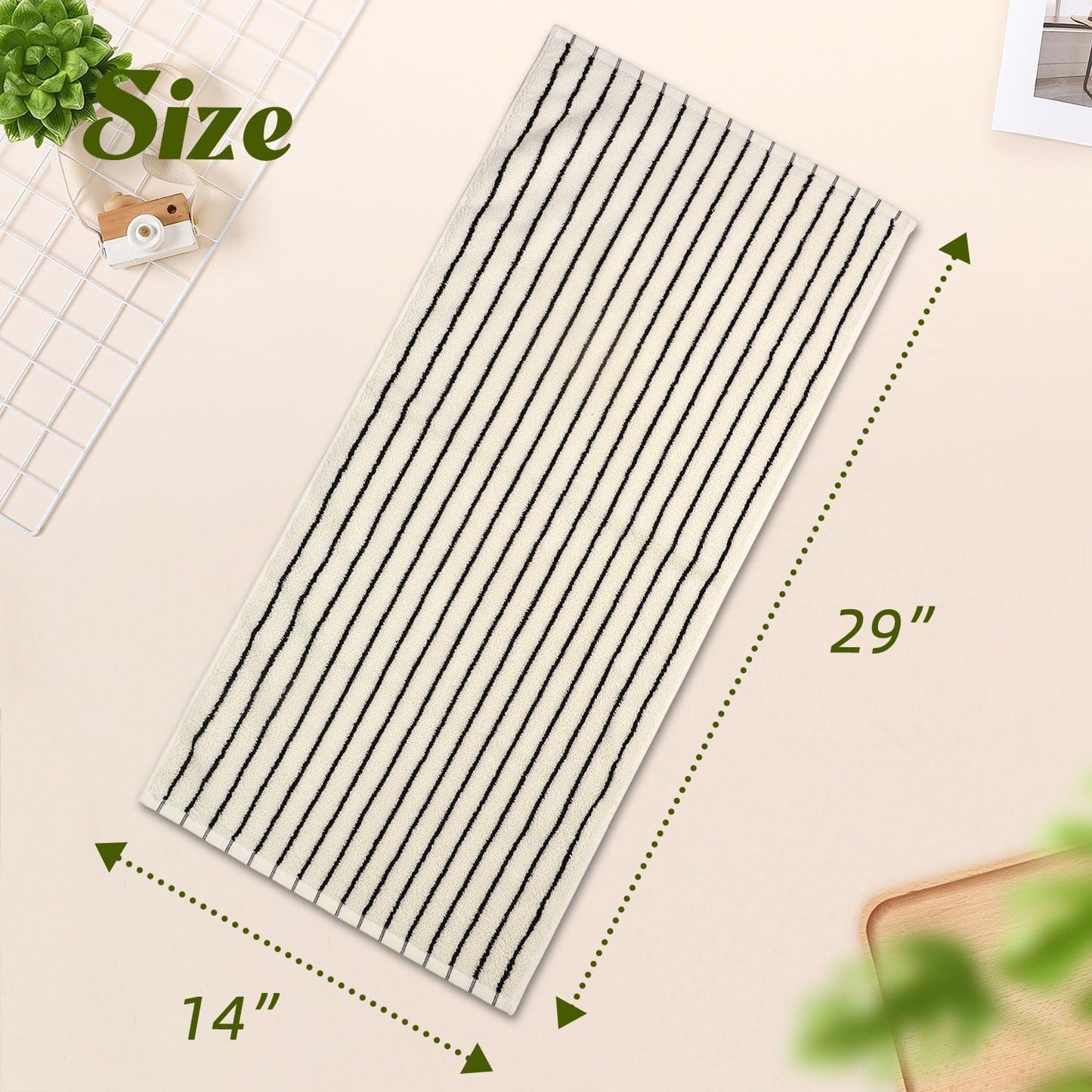 Jacquotha Black and White Striped Hand Towels for Bathroom, Vintage Ki