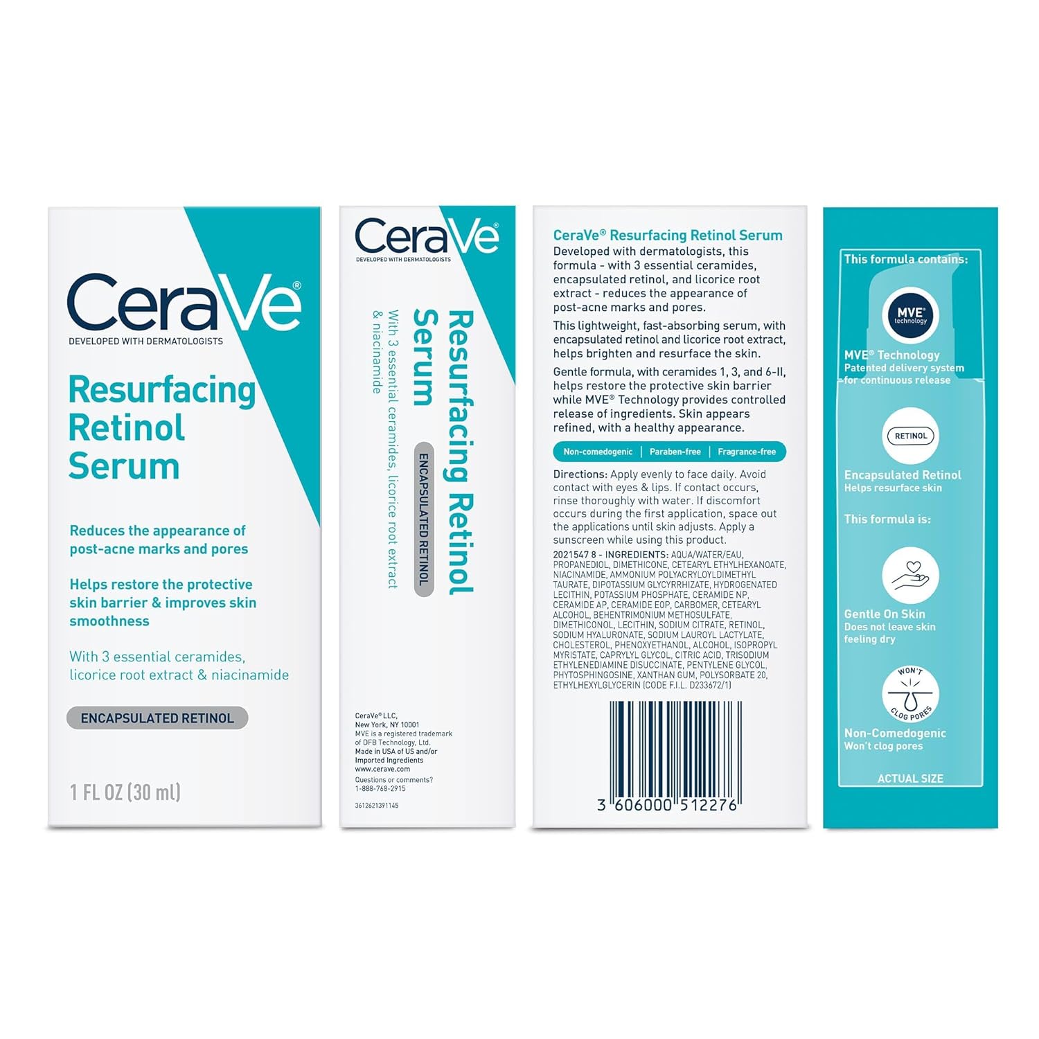 CeraVe Resurfacing Retinol Serum For Post Acne Marks, Formulated With 