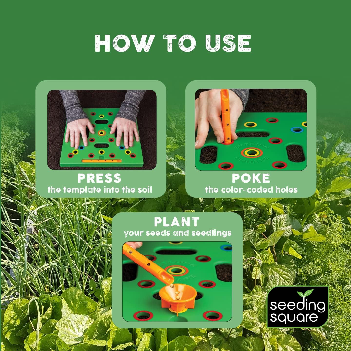 Seeding Square - Patented Seed and Seedling Spacer Tool for Bigger Har
