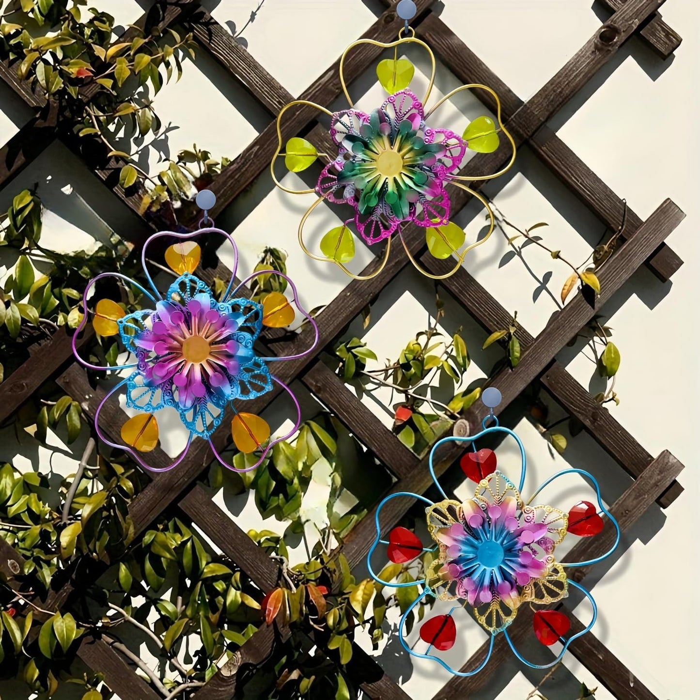 3PCS Metal Flower Wall Decor, 5.5" Colorful Metal Floral Wall Art Deco