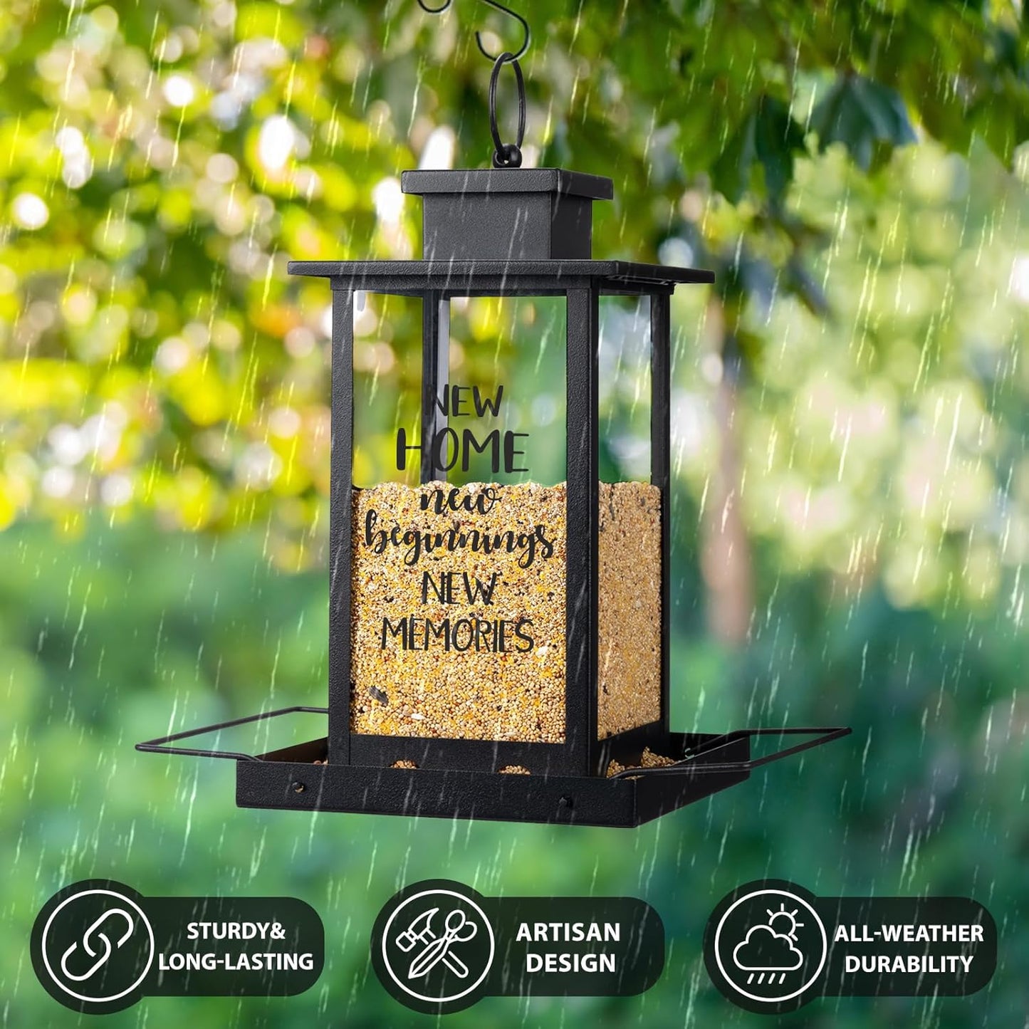 House Warming Gifts New Home Essentials - New Home Beginnings Memories Bird Feeder for Outdoors, Housewarming Gifts Party Decorations 2025, Squirrel Proof