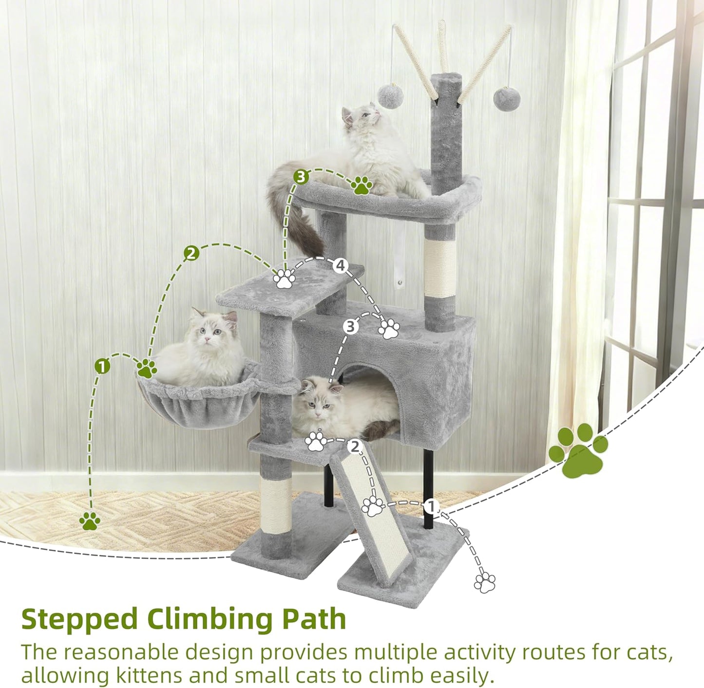 Cat Tree for Indoor Cats, Cat Tower with Scratching Post for Small Cat