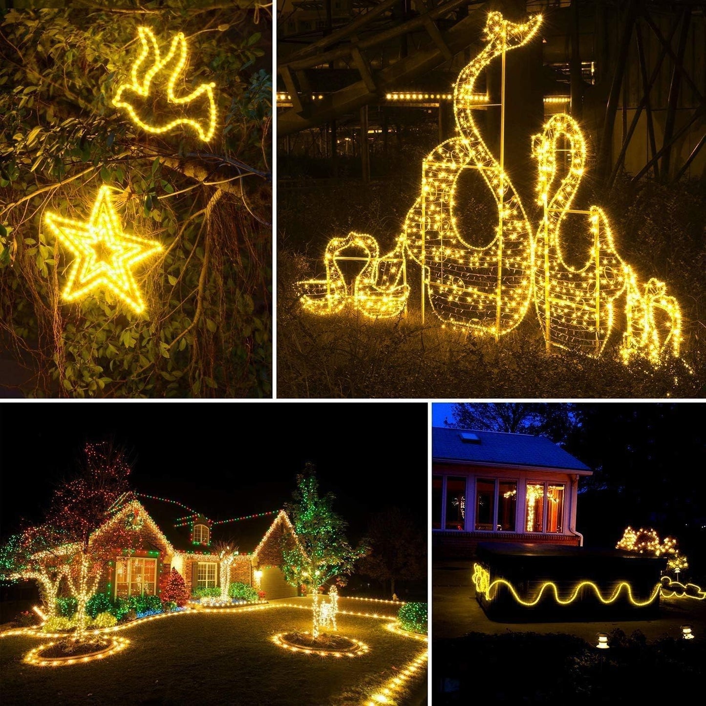 Solar Rope Lights, 1000 LEDs 334ft Waterproof Outdoor String Lights with 8 Modes, Fence, Path, Tree, Wedding & Party Decoration (Warm White)