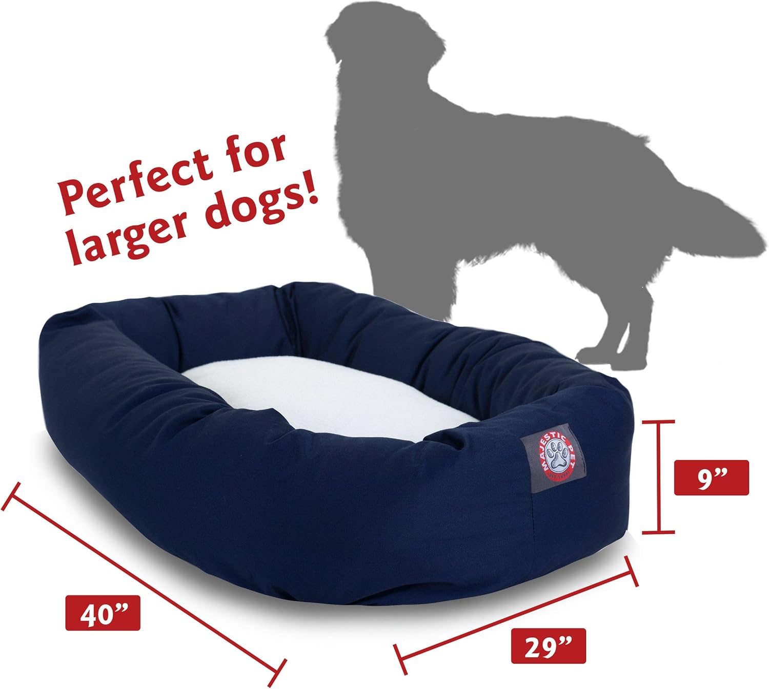 Majestic Pet 40 Inch Poly-Cotton Sherpa Calming Dog Bed Washable – Coz