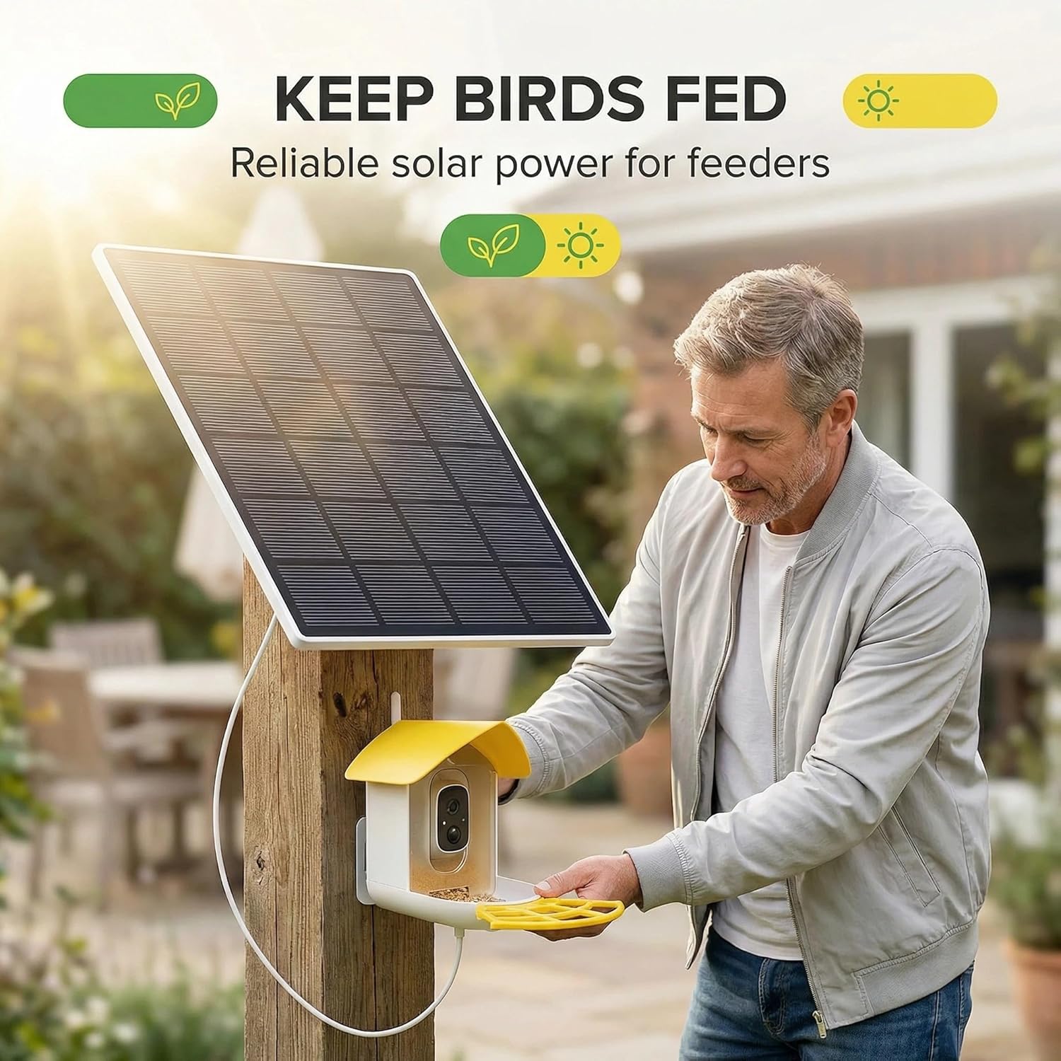 Solar Panel for Security Camera Outdoor, 3W USB C Solar Panel Charger 