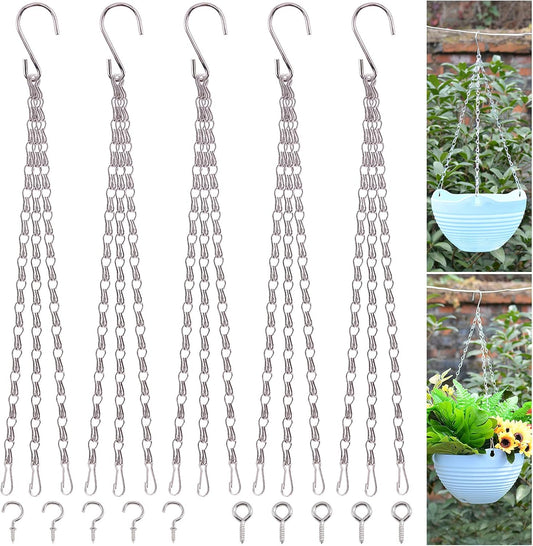 Glarks 15Pcs 16 Inch Metal Hanging Basket Chains Set, 3 Point Flower Plant Pot Replacement Chains with Hooks for Bird Feeders, Planters, Lanterns and Ornaments