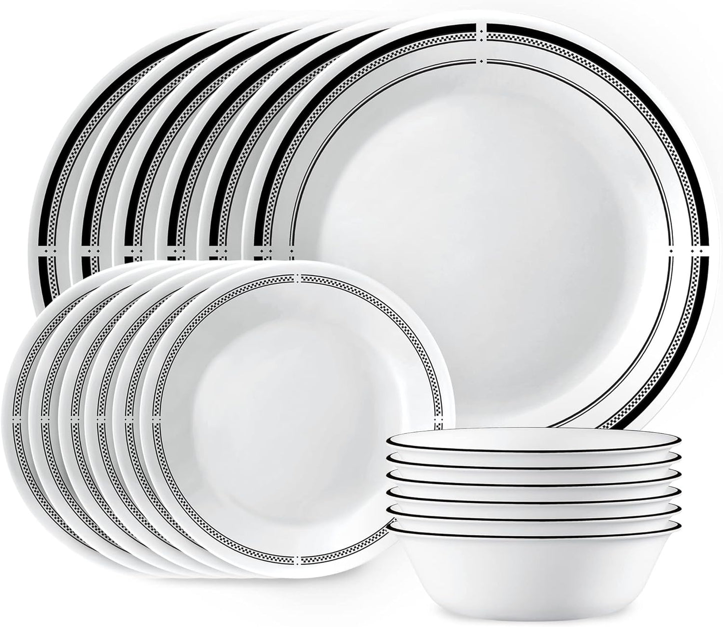 Corelle 18-Piece Round Dinnerware Set Service for 6, Lightweight Round
