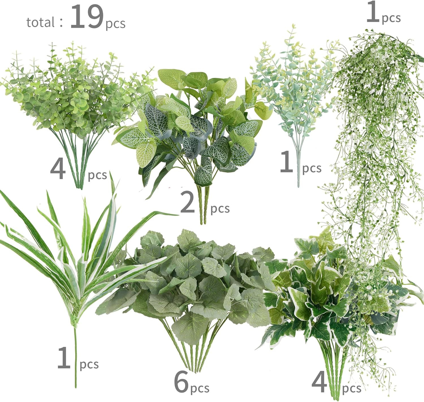 19Pcs Outdoor Artificial Boxwood UV Resistant Fake Stems Plants, Faux Plastic Greenery for Indoor Outside Hanging Plants Garden Porch Window Box Home Wedding Farmhouse Décor