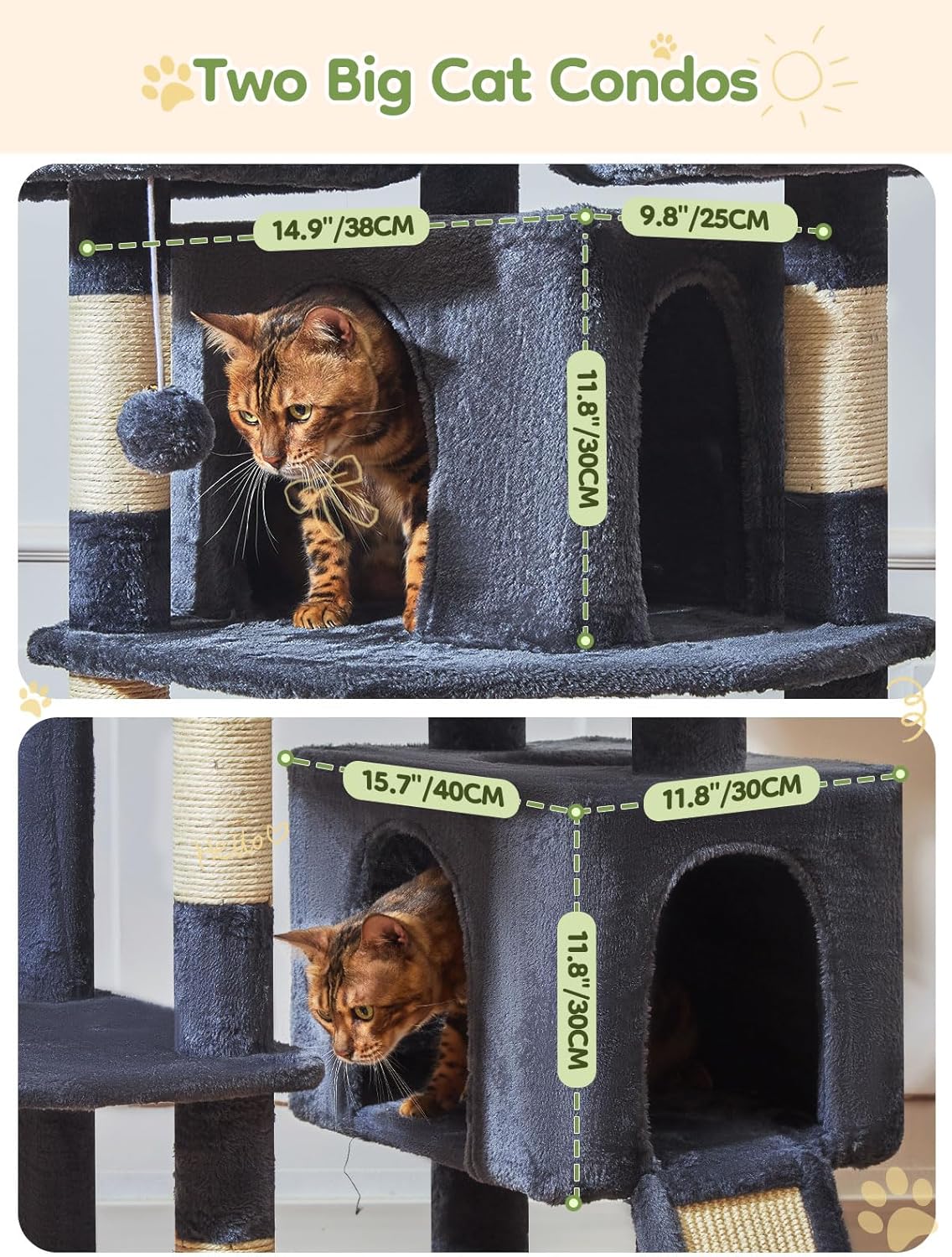 Taoqimiao 76-Inch Cat Tree XXL for Large Cats, Giant Cat Tower with Sc