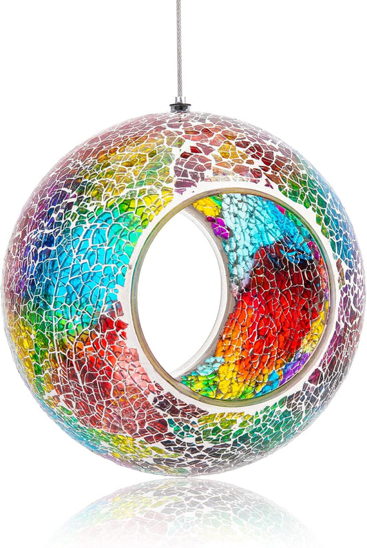 VCUTEKA Bird Feeder Mosaic Fly Through Bird Feeders for Outside Hangin