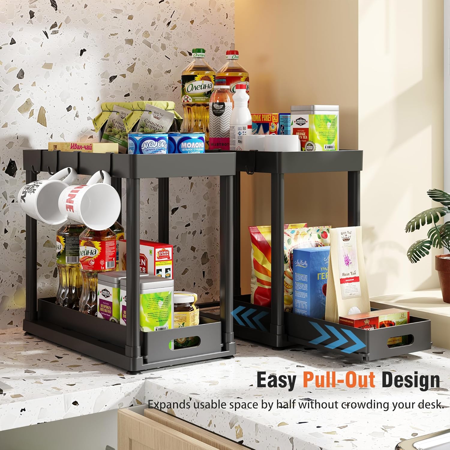 2 Pack Pull-Out Storage Organizers, Under Sink Organizer and Storage f