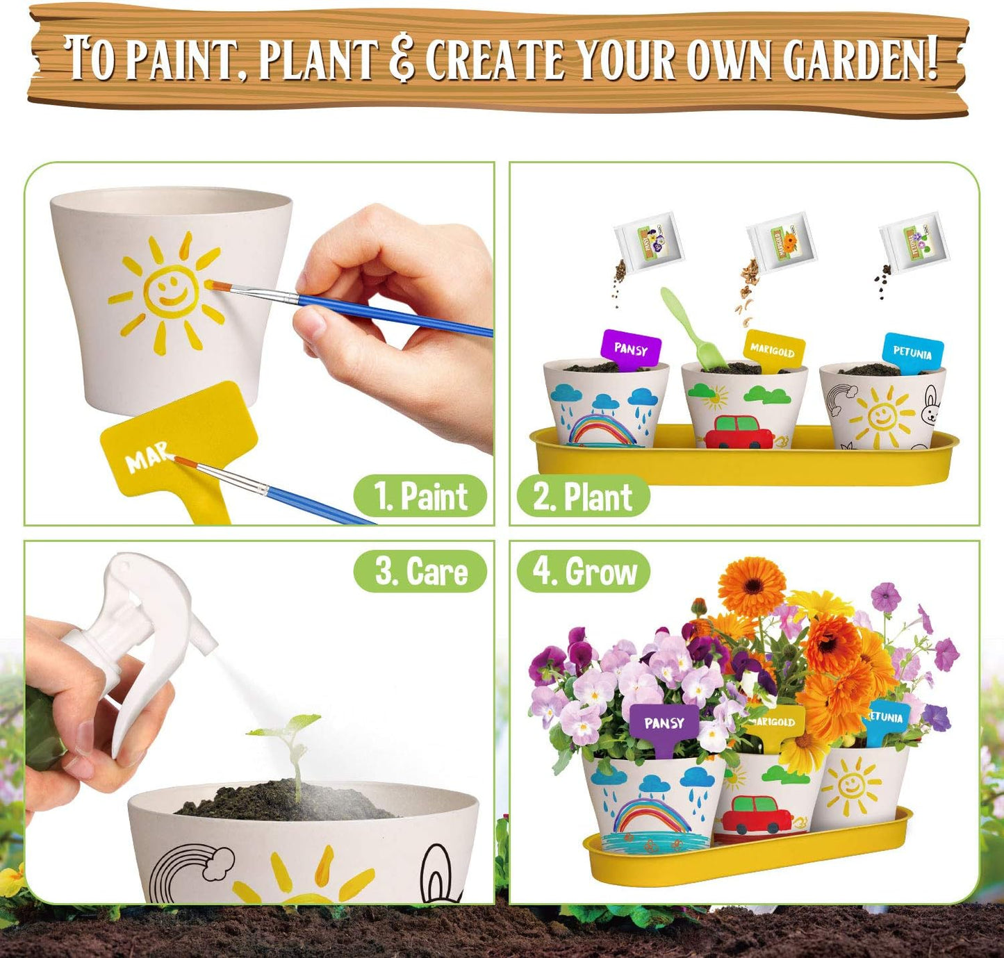 XX Paint & Plant Flower Growing Kit for Kids - DIY Arts & Crafts Garde