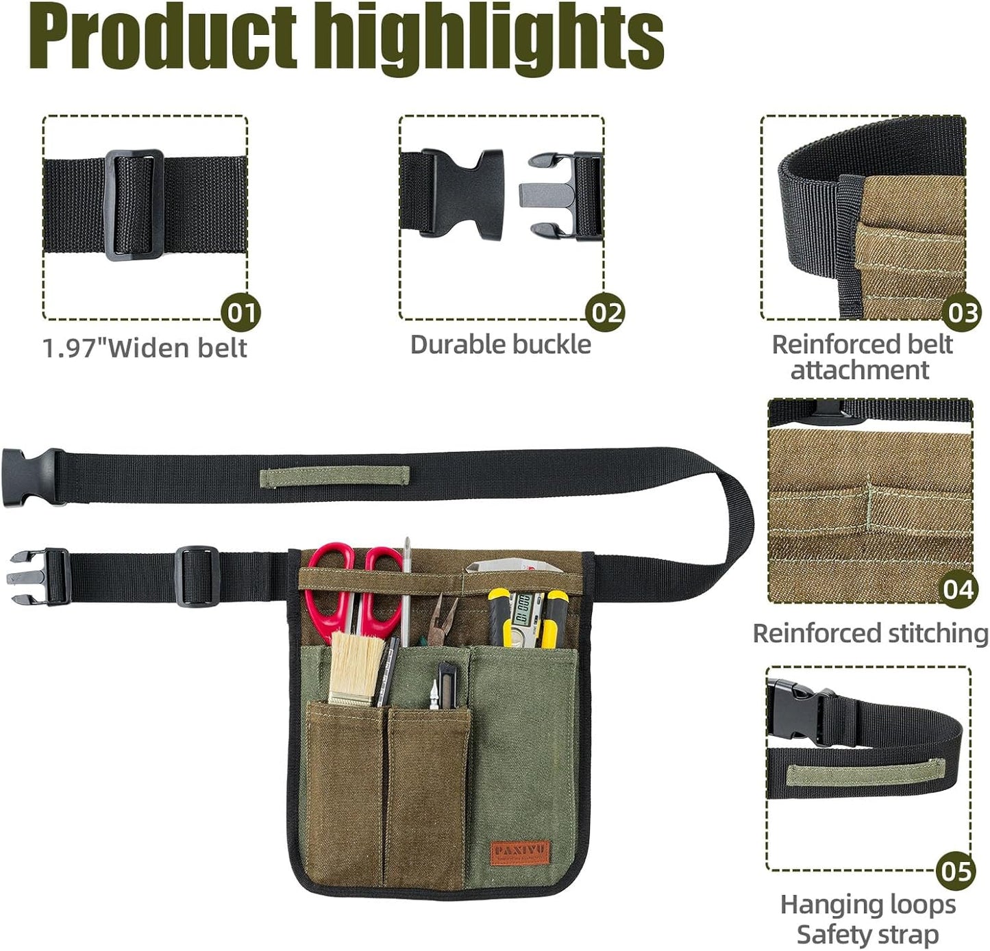 Garden Tool Belt for Men & Women, Denim Slim 4-Pocket Adjustable Garde