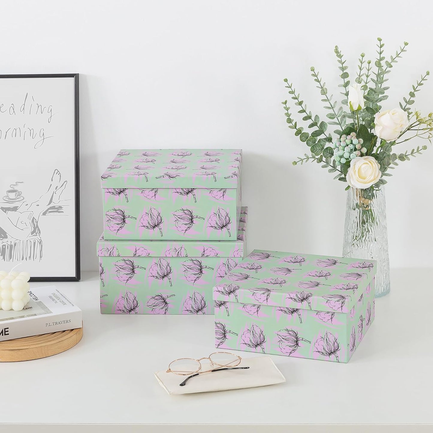 Soul & Lane Set of 3 Decorative Boxes with Lids, Square 11" x 11" Nest