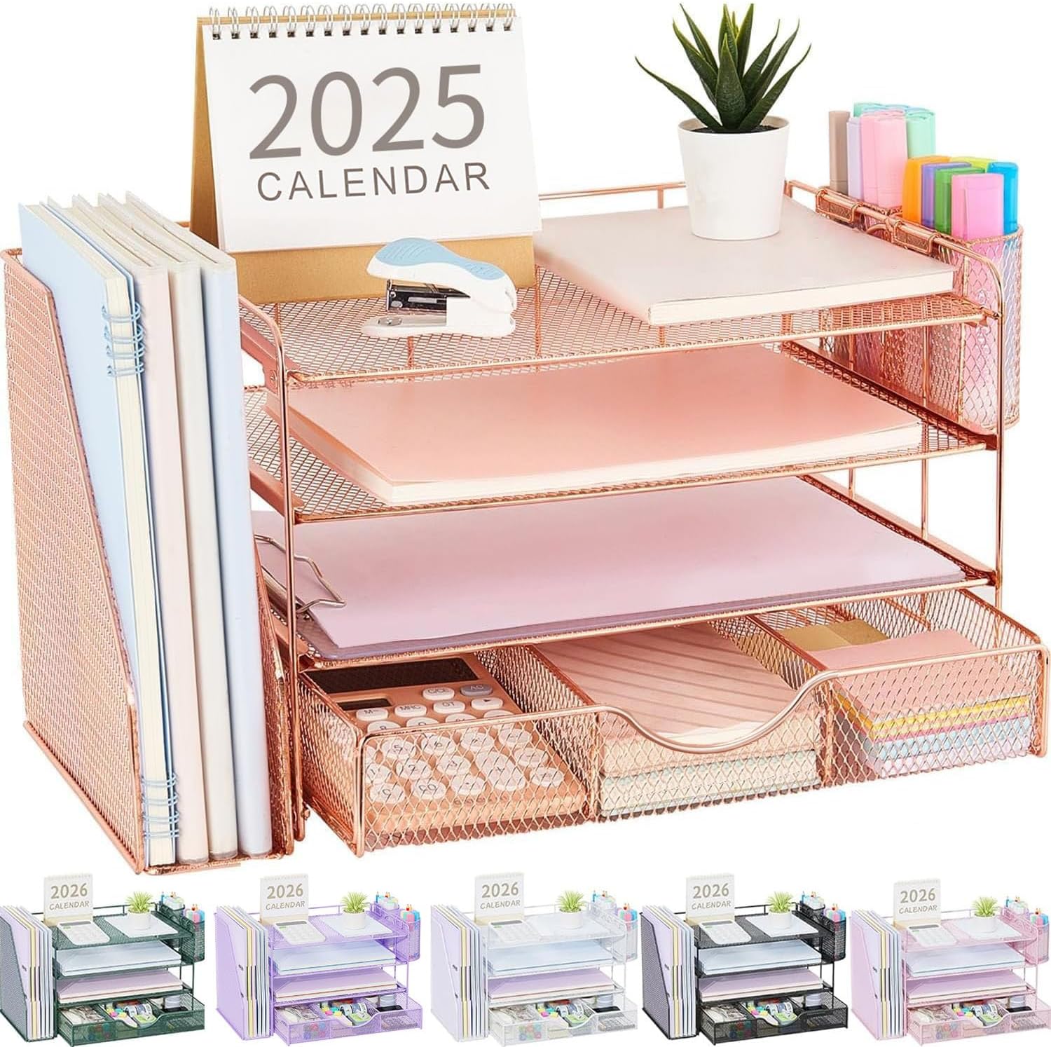 gianotter Desk Organizers and Accessories with File Holder, 4-Tier Des