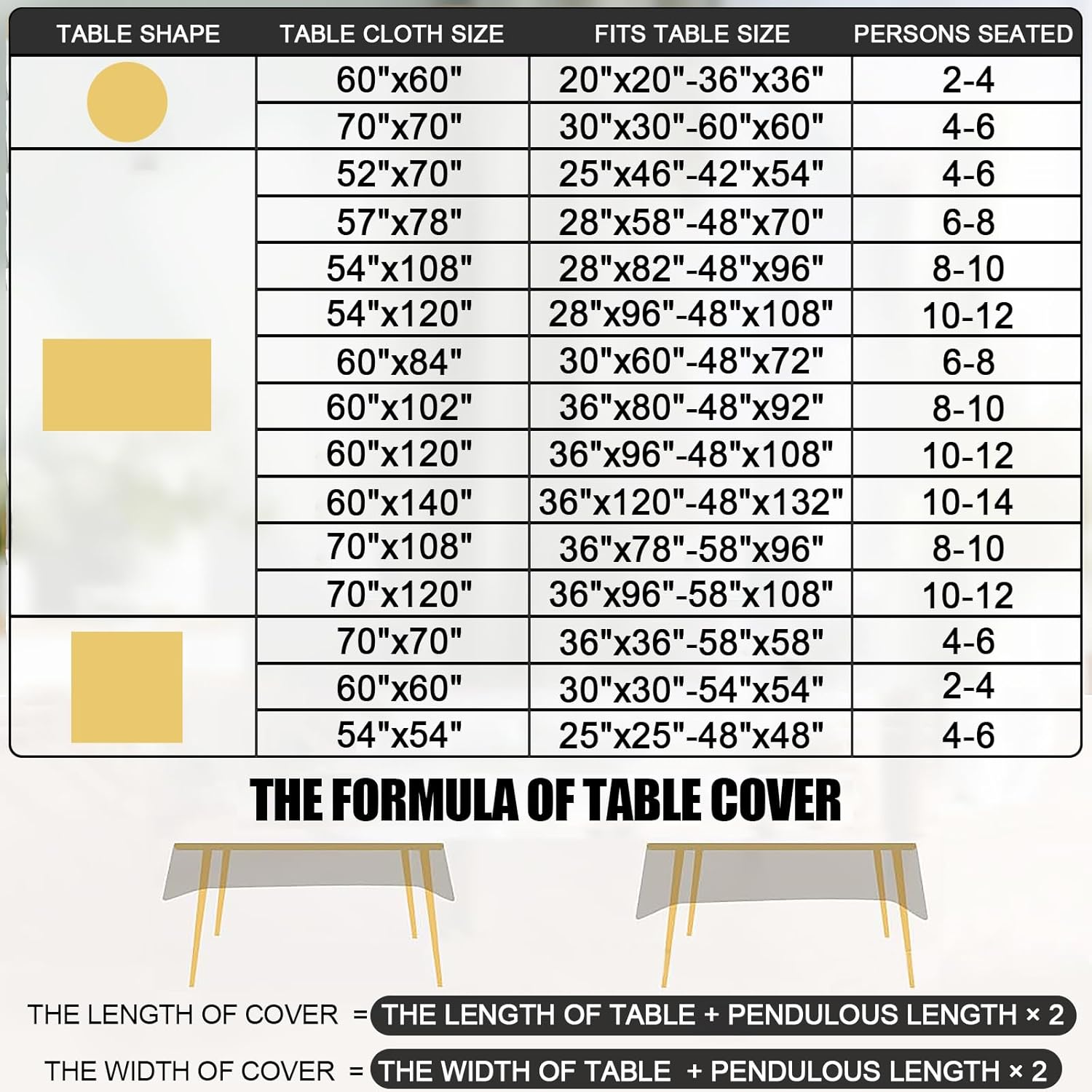 Smiry Rectangle Table Cloth, Waterproof Heavy Duty Vinyl Tablecloths, 