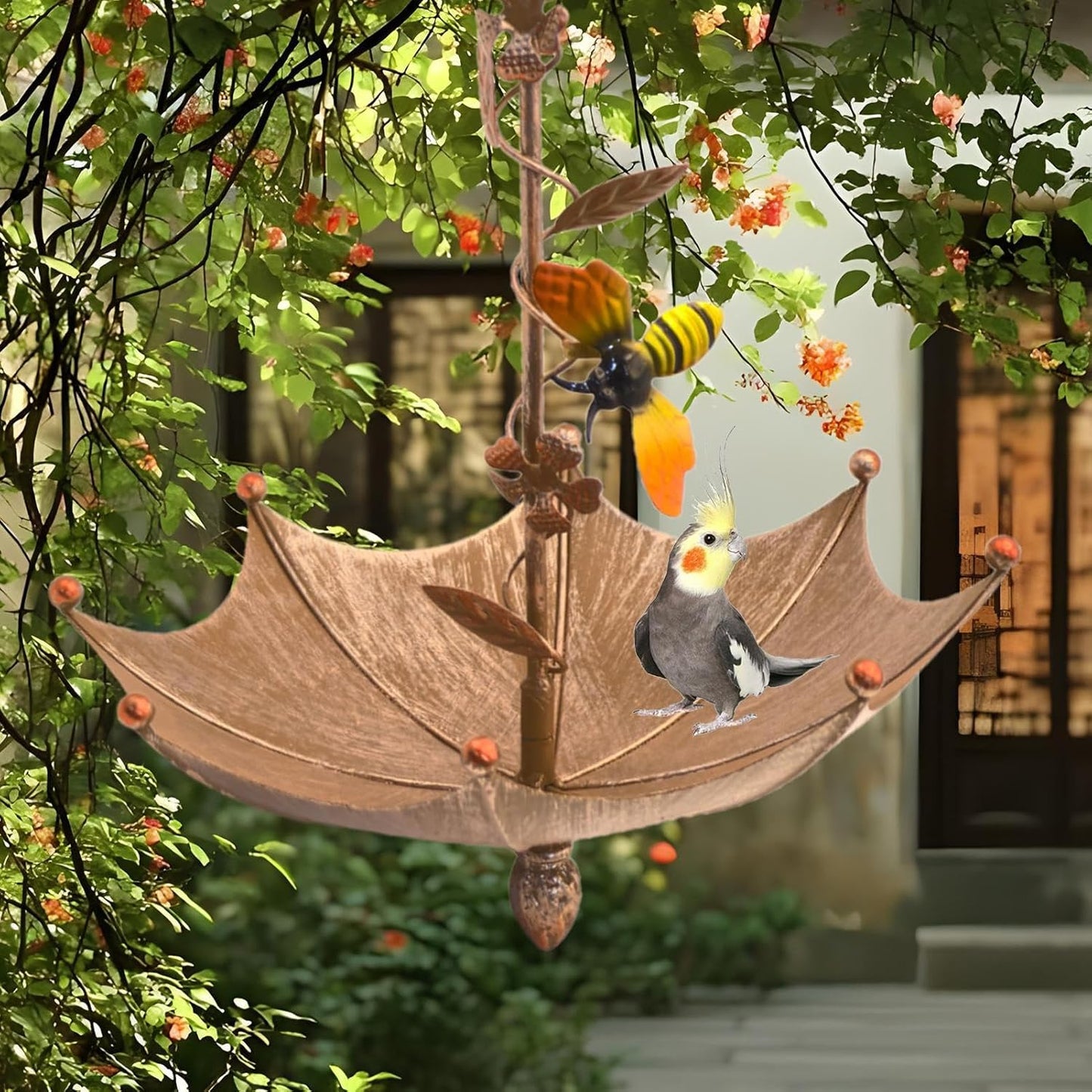 Bird Feeders - Hangable Umbrella Shaped Hummingbird Food Tray for Outd