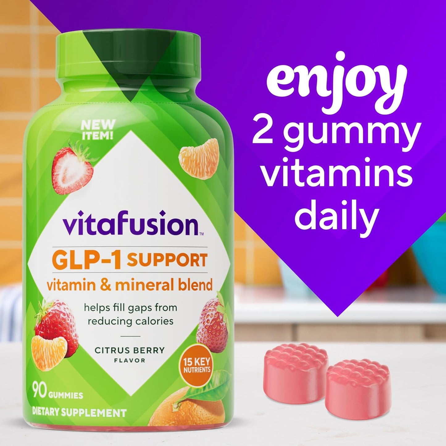 vitafusion GLP-1 Support Multivitamin, Vitamin and Mineral Blend, 15 E