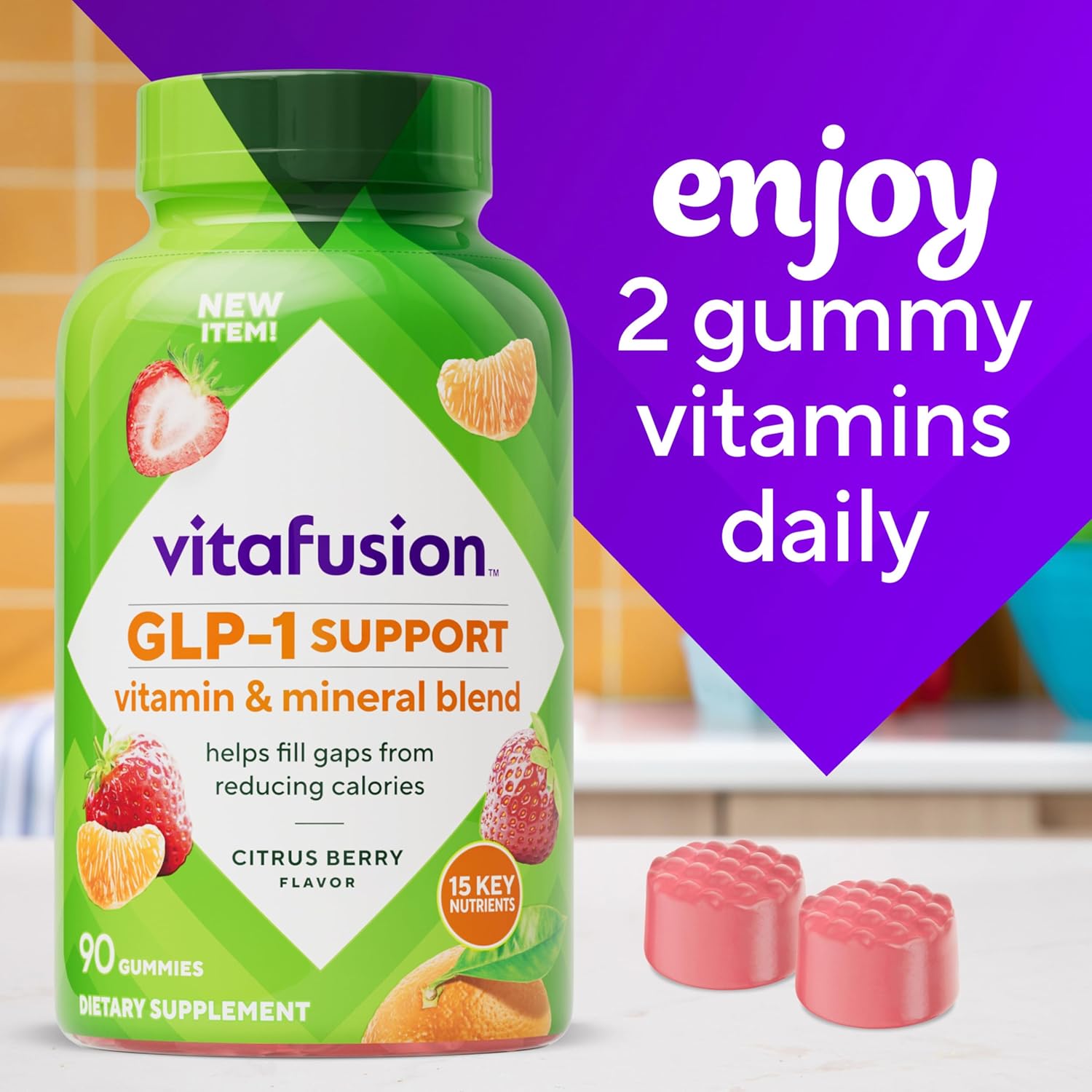 vitafusion GLP-1 Support Multivitamin, Vitamin and Mineral Blend, 15 E