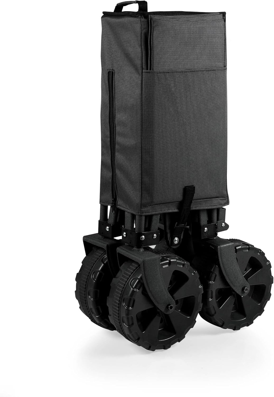 PICNIC TIME Adventure Wagon Elite All-Terrain Folding Sport Utility Cart with Wheels, Steel Frame Collapsible Wagon for Grocery, Rolling Cart for Beach with Fitted Cover and Carry Handle, (Dark Gray)