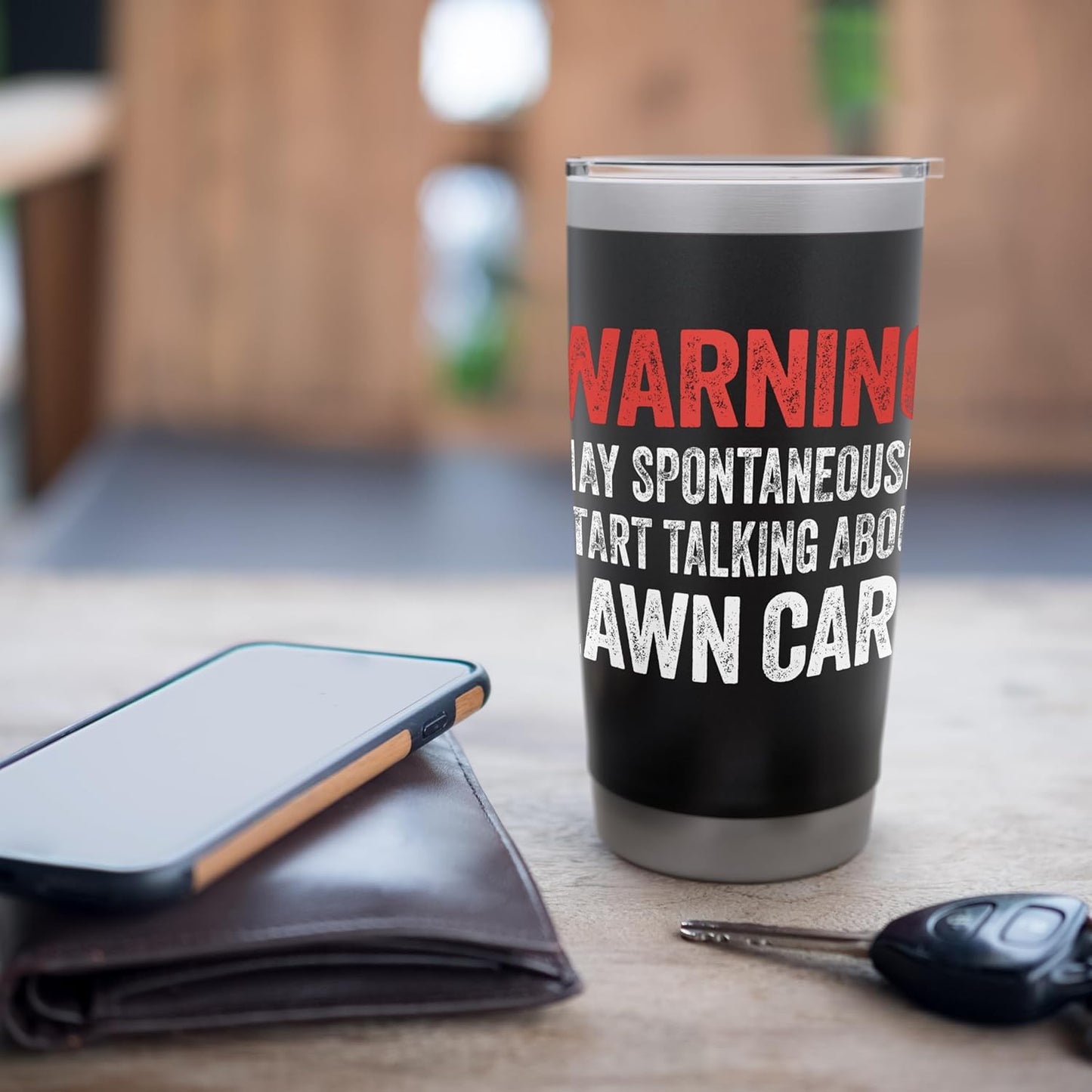 Warning May Start Talking About Lawn Care Landscaper Dad Stainless Steel Insulated Tumbler