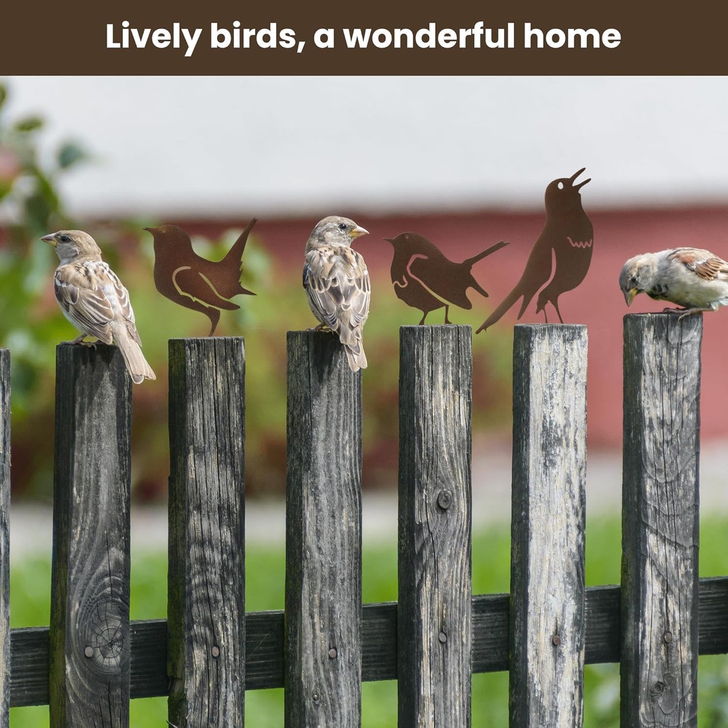 5PCS Rusty Metal Birds Decoration,Outdoor Fence Yard Decor,Metal Birds Craft Statue Ornaments for Yard Art,Garden Decor