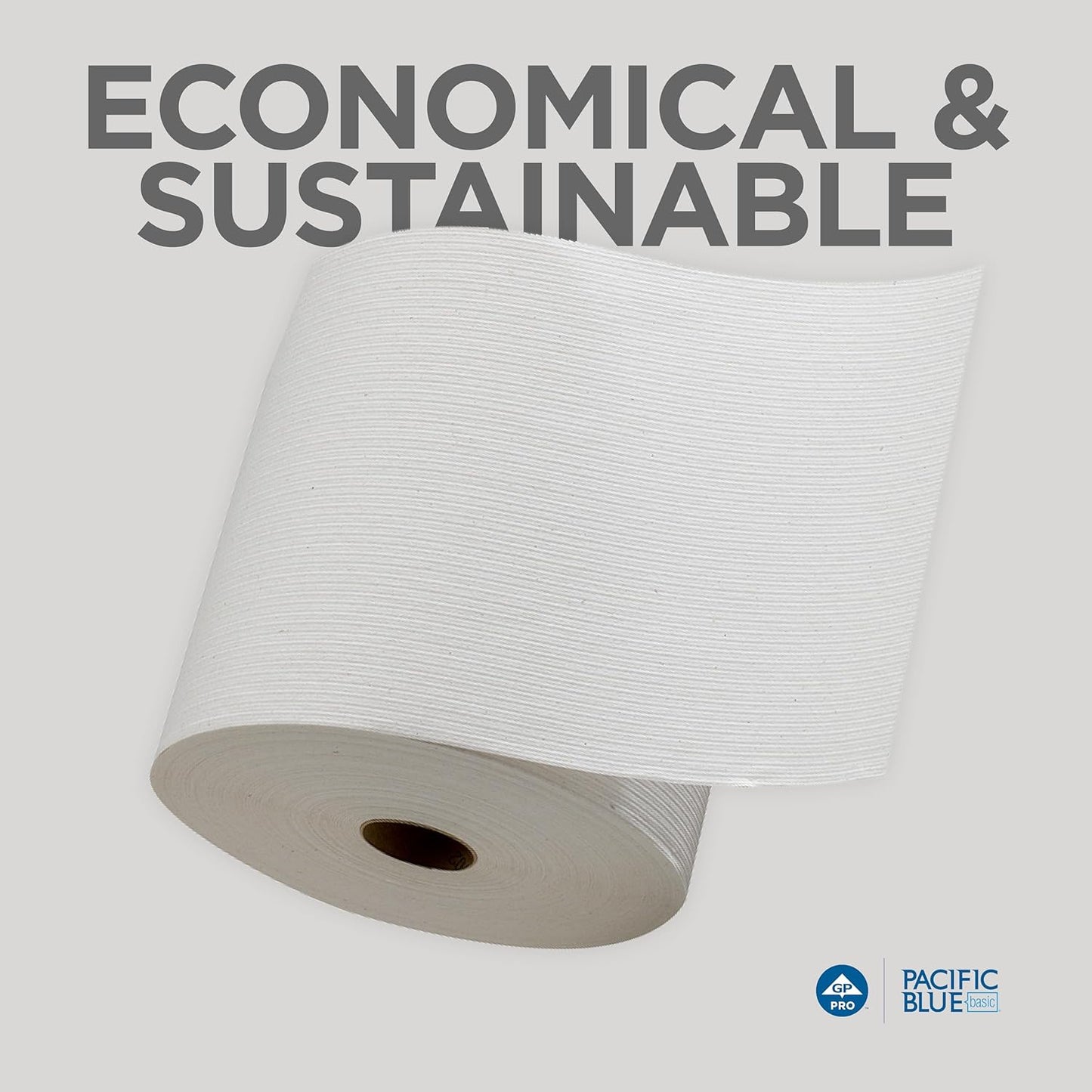Georgia-Pacific Blue Basic Recycled Paper Towel Rolls by PRO, White, 26601, 800 Feet Per Roll, 6 Rolls Per Case