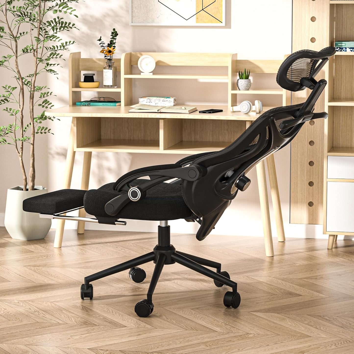 Ergonomic Office Chair with Footrest - Adjustable Lumbar Support & Hea