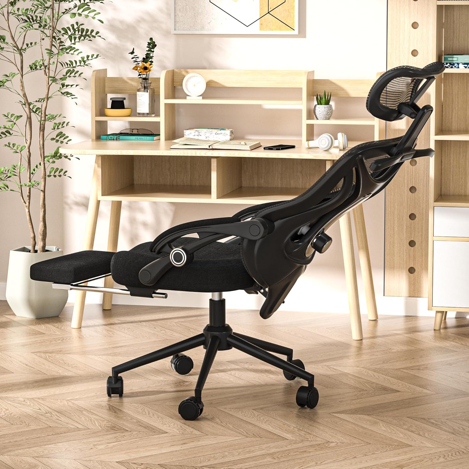 Ergonomic Office Chair with Footrest - Adjustable Lumbar Support & Hea