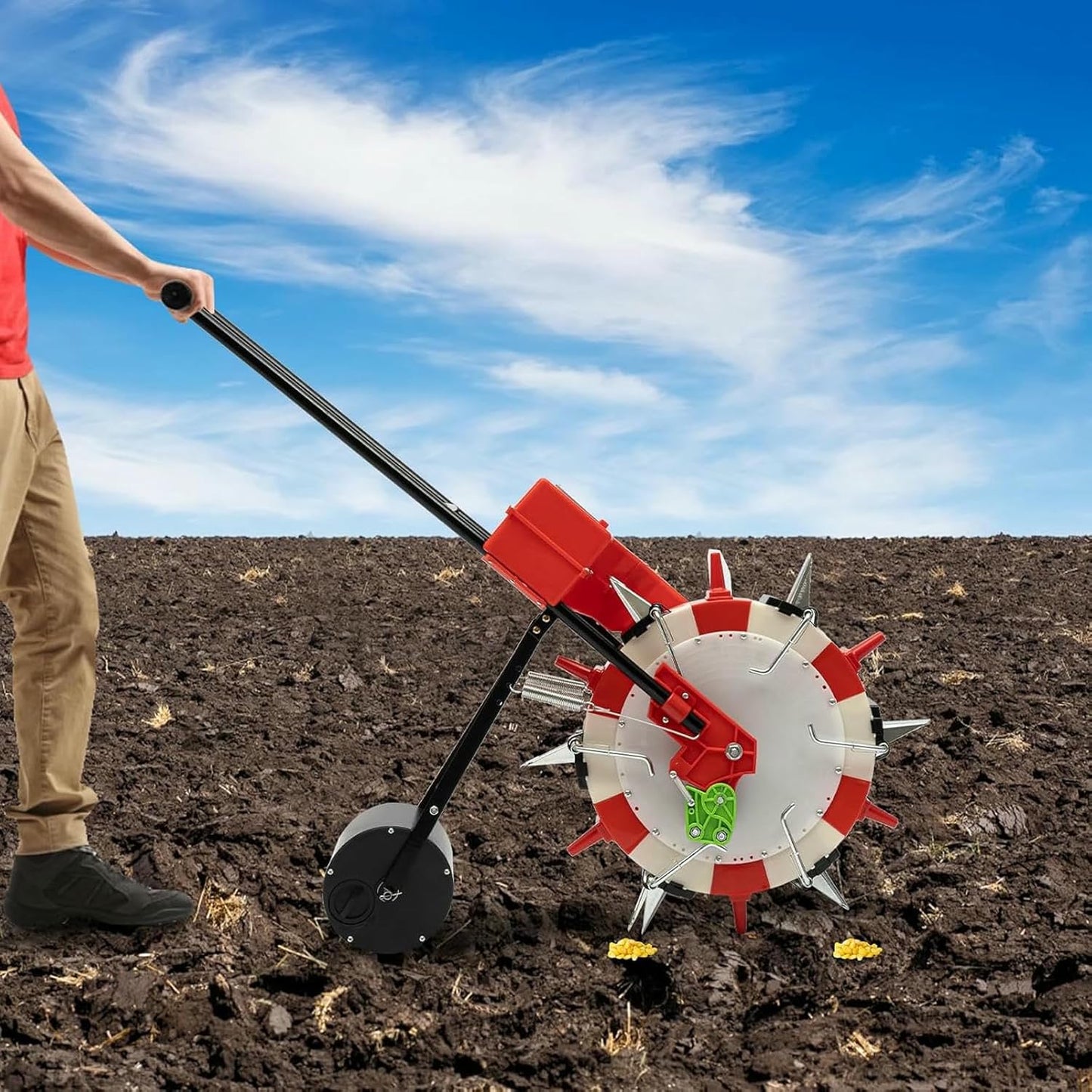 Manual Seed Planter Machine (10 Ports), Hand-Push Roller Seeder, Push Garden Seeder Agricultural Seeds Dispenser for Corn Soybean