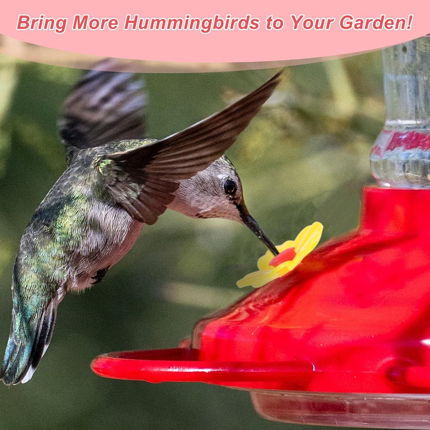 Hummingbird Feeder Parts, Durable Hummingbird Feeder Replacement Flowers, Easy Installation, Yellow, Red, 16 Pcs