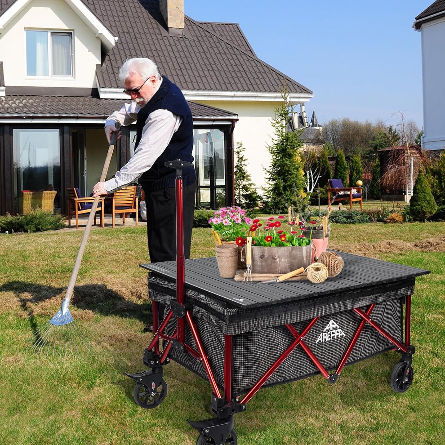 AREFFA Aluminum Alloy Steel Collapsible Board Desktop for Garden Cart,