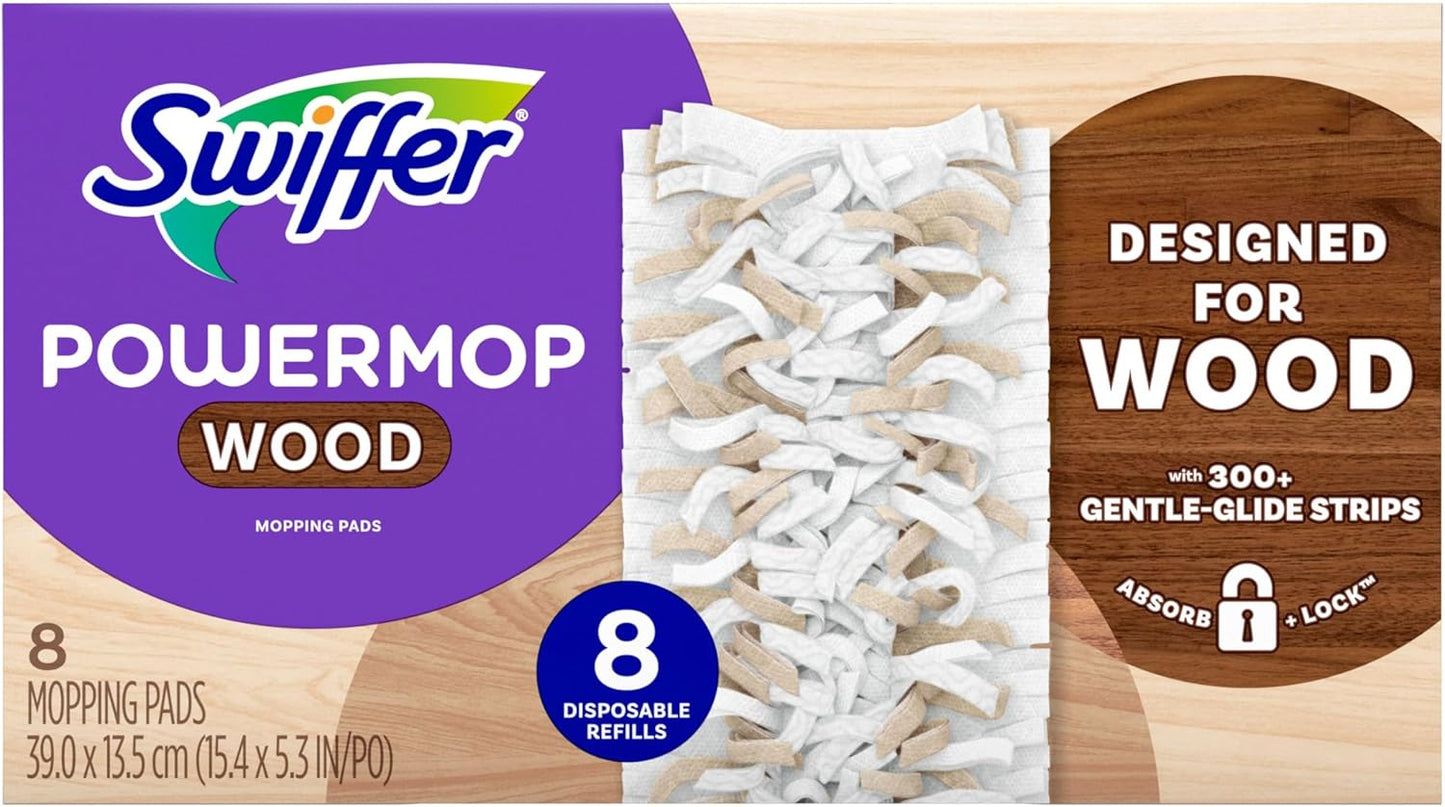 Swiffer PowerMop Wood Mopping Pad Refills for Floor Cleaning, 11 Count