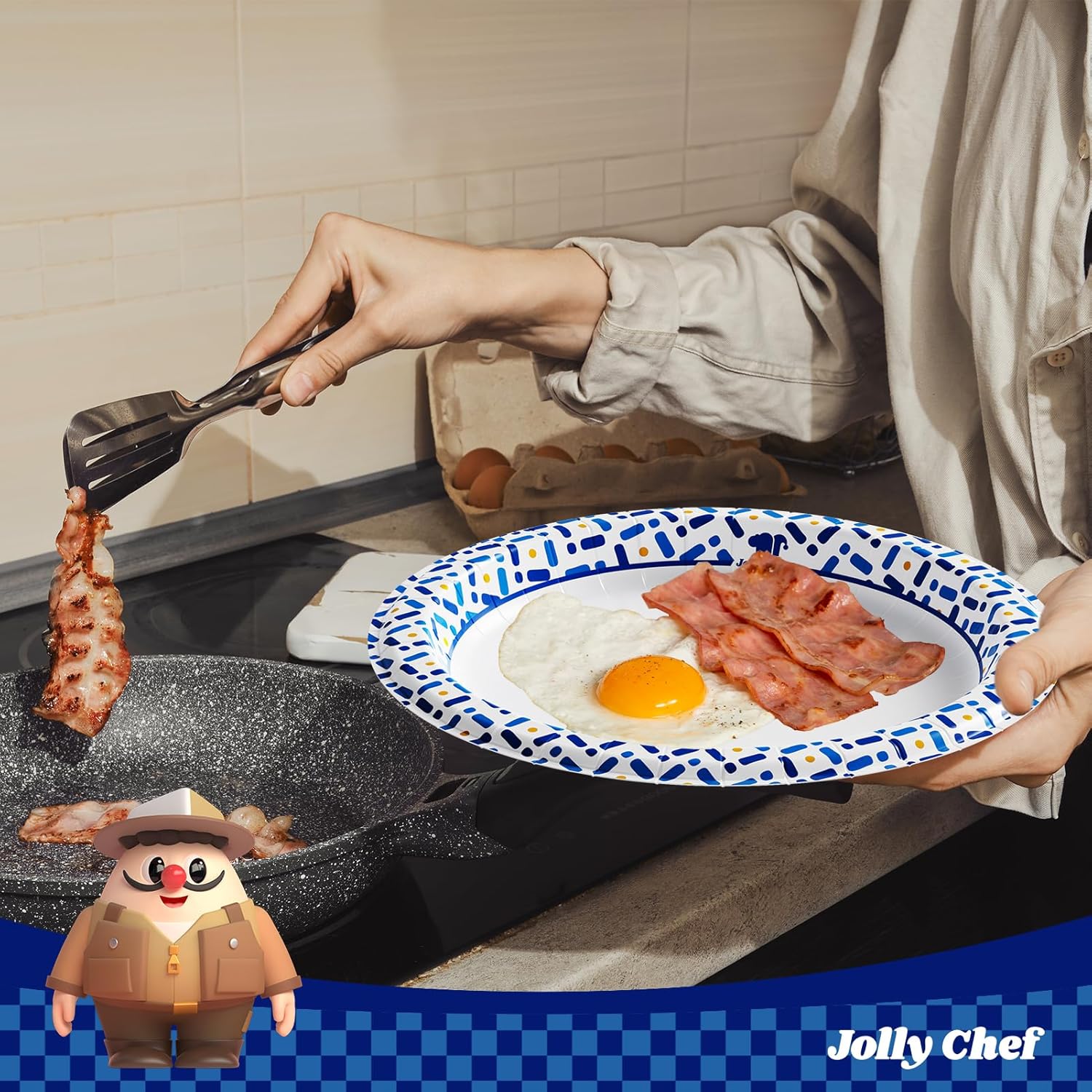 JOLLY CHEF 10 Inch Paper Plates 140 Count, Soak-Proof, Cut Proof, Disp