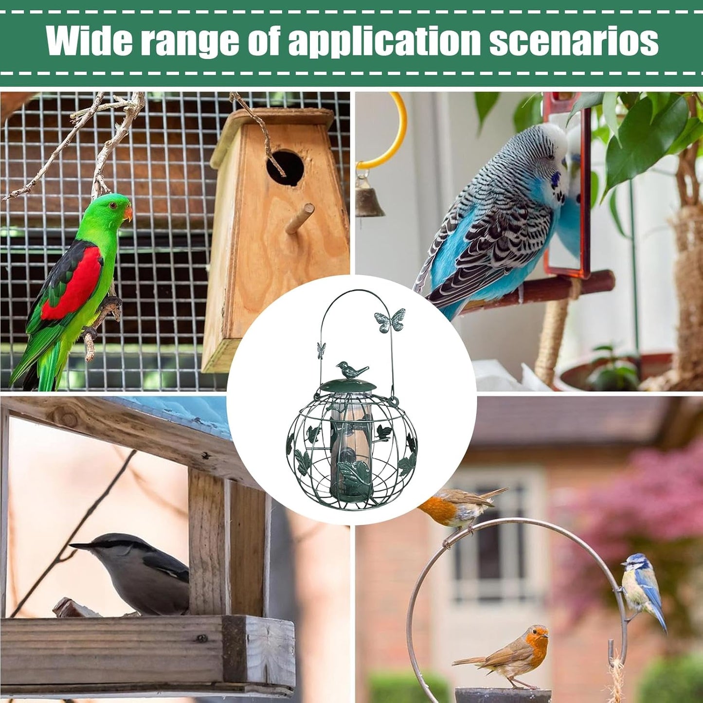 Bird Feeders Outdoor - Tube Feeding Squirrel Proof Design for Safe Wild Bird Feeding, Garden and Backyard Feeder, Perfect for Lawn Porch Balcony Deck Terrace Park and Birdwatching
