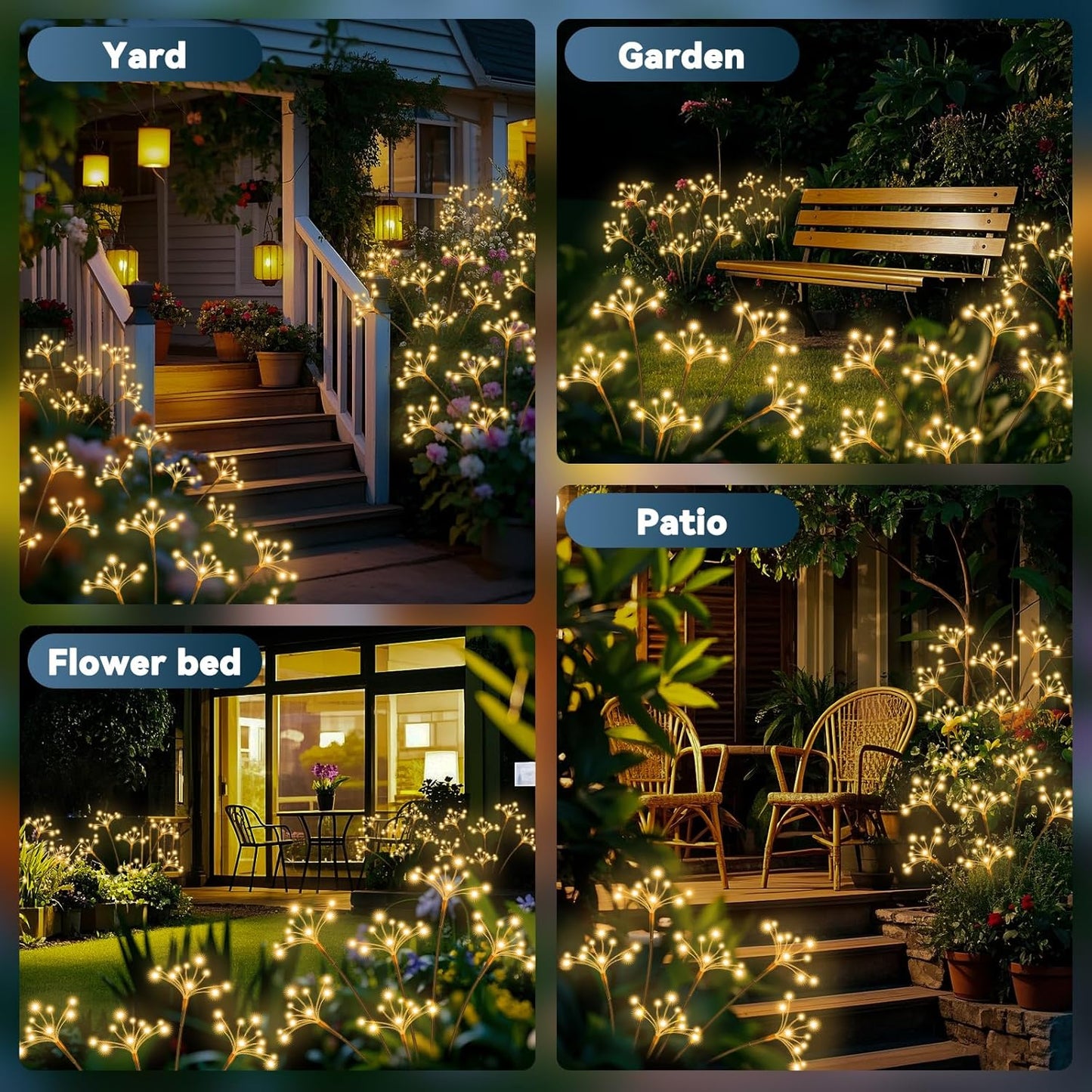 JJGoo Solar Garden Lights, New Upgraded 2 Pack Solar Swaying Starburst