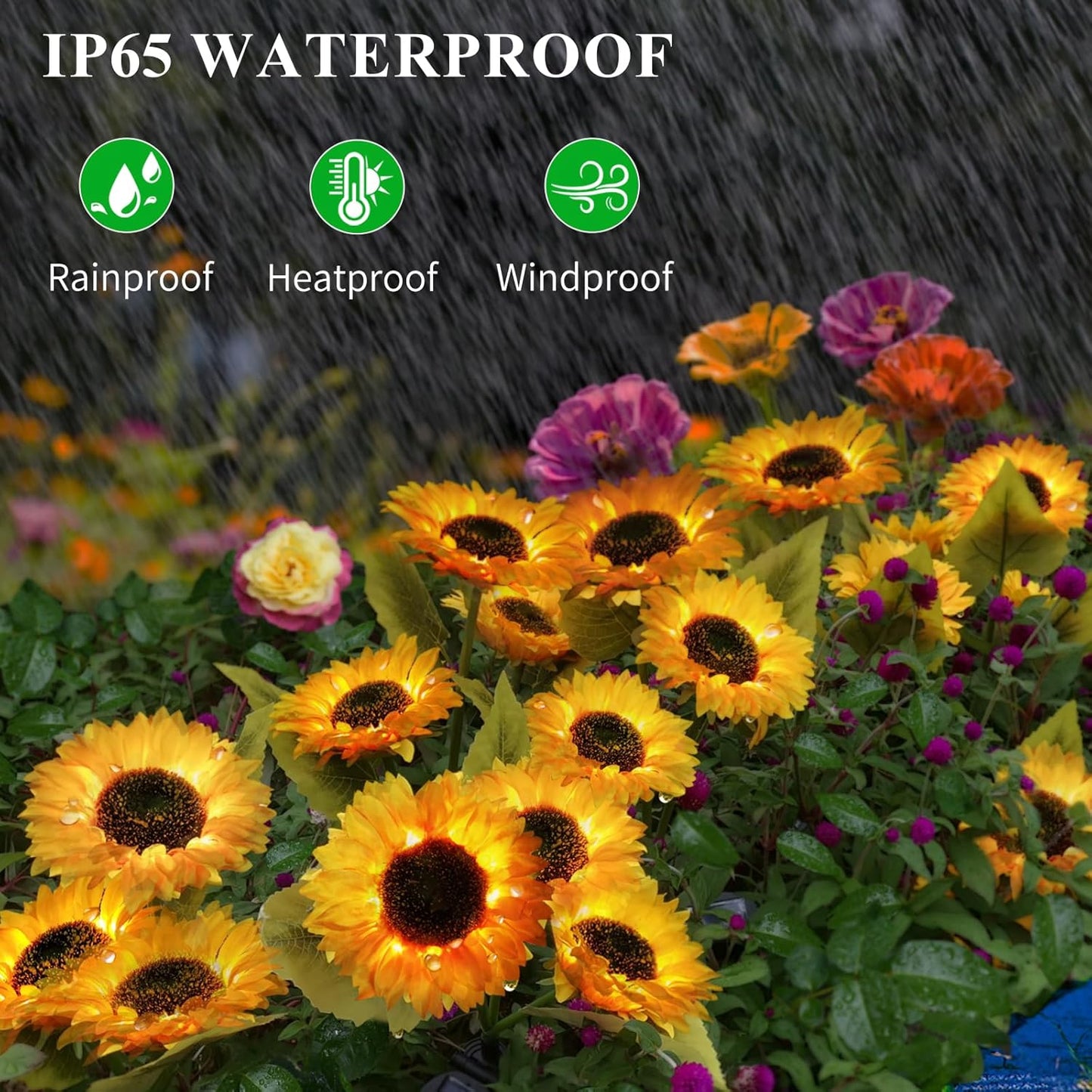 4-Pack Solar Powered Sunflower Garden Lights, LED Outdoor Decor Solar 