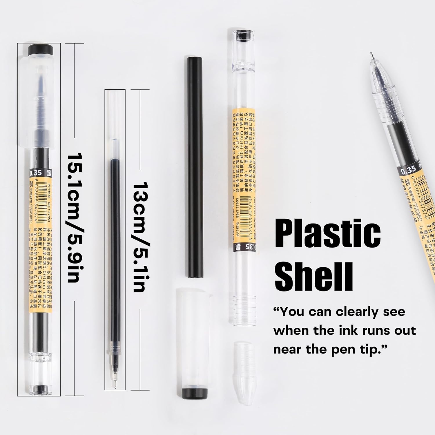 RIANCY Japanese Style Black Gel Ink Pens, 0.35mm Extra Fine Point, No 