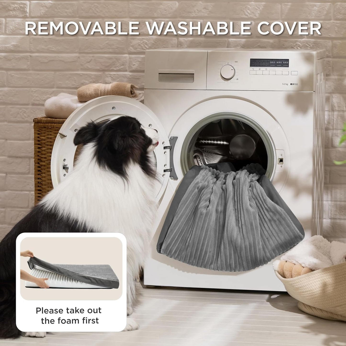 Bedsure ComfyFleece Dog Beds Large Sized Dog- Orthopedic Pet Beds for 