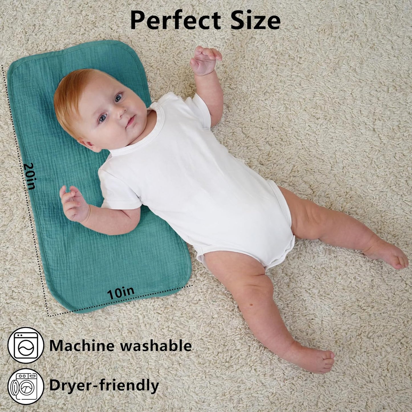 Baby Muslin Burp Cloths 20x10in - Ultra Soft & Absorbent, Neutral Colo