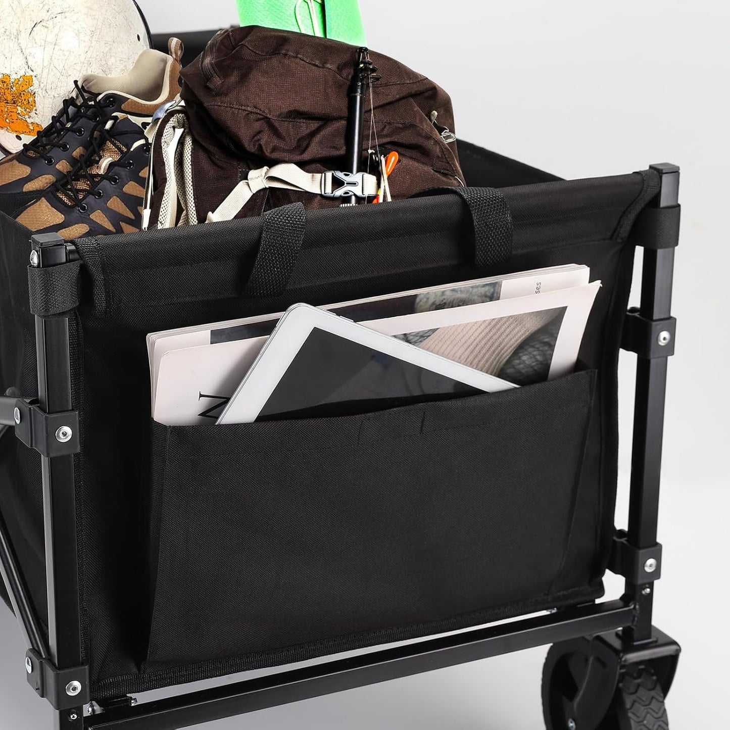 Folding Trolley Rolling Cart with All-Terrain Wheels and Telescoping Handle for Baggage Hauling and Shopping and Outdoor Sports 200LBS and 70L Load Capacity