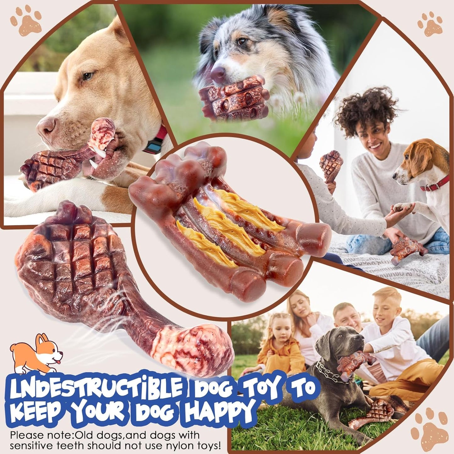Dog Chew Toys for Aggressive Chewers：2 Pack Indestructible Dog Toy for