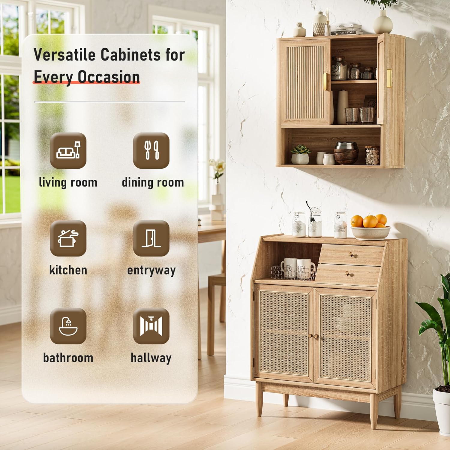 Bathroom Wall Storage Cabinet, Medicine Cabinet with Adjustable Wood S