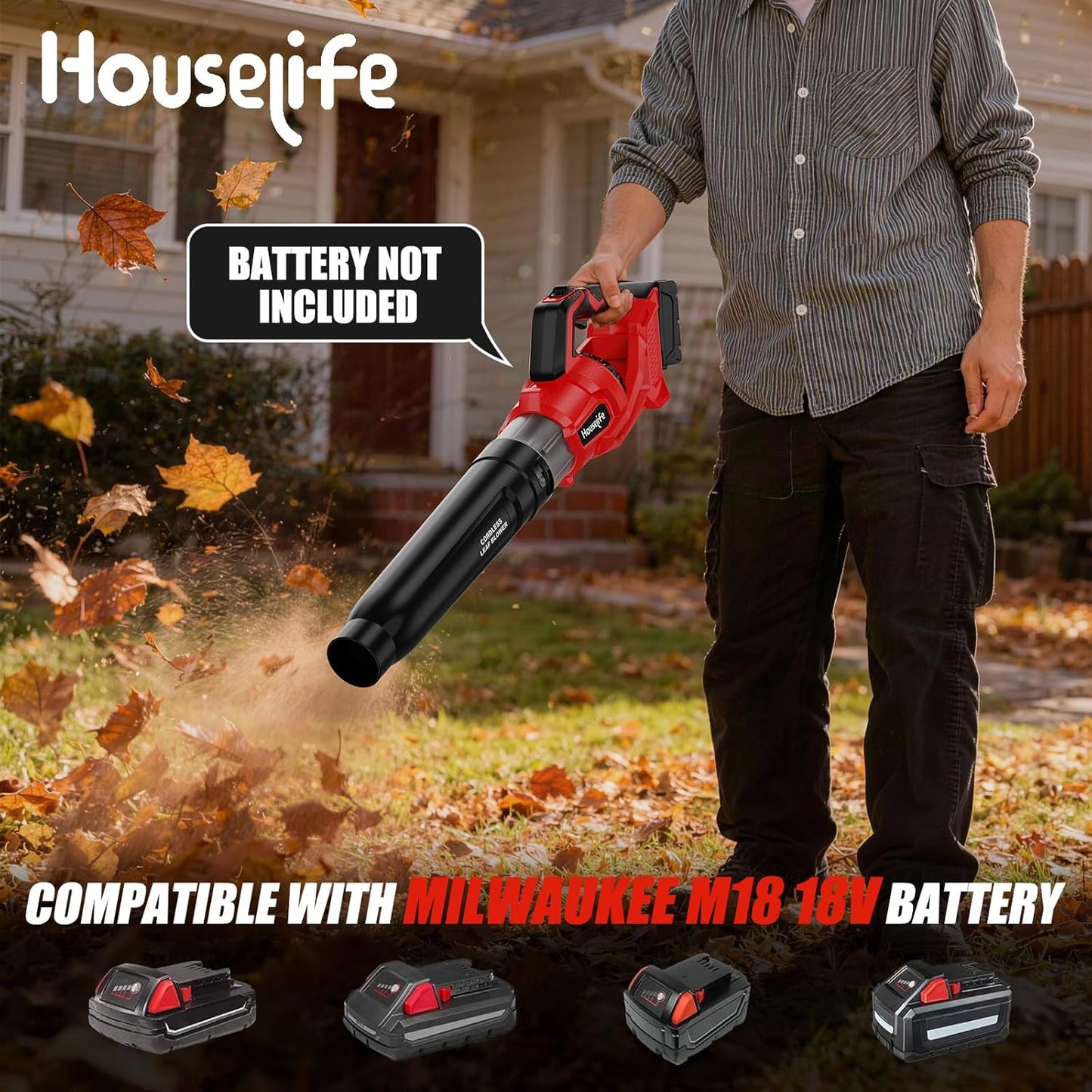 Leaf Blower Cordless Compatible with Milwaukee 18V M18 Battery, 600 CF