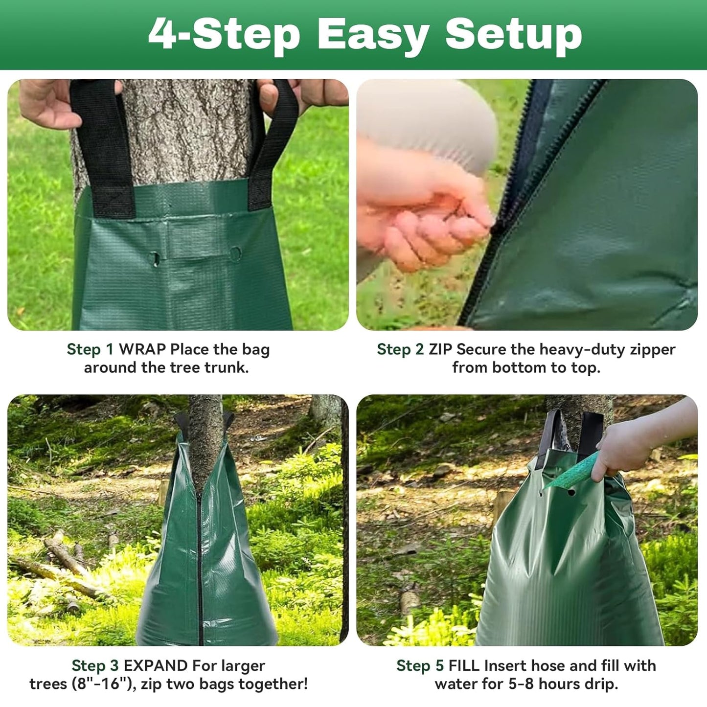 20 Gallon Tree Watering Bag 3Pcs, Slow Release Drip Irrigation for New Trees, Durable PVC Deep Root Watering Device for Water Saving, Garden & Orchard