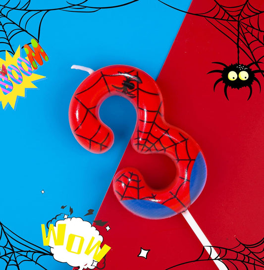 PHD CAKE 2.76 Inch Number 3 Spider Birthday Candles, Spider Cartoon Th